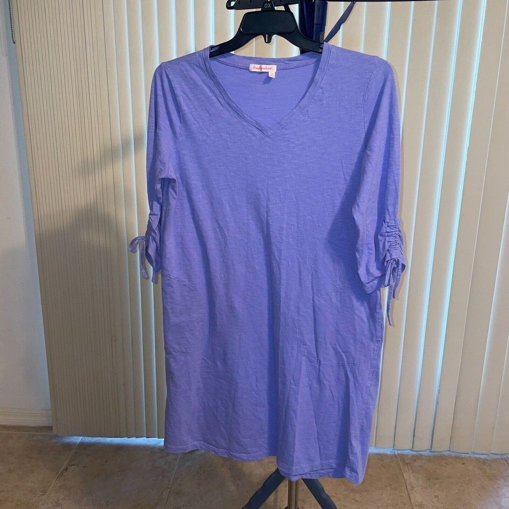 fresh produce Lavender V-Neck Midi Dress with Ruched Tie Sleeves